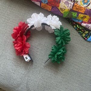 Floral Headband with lights Red, White, and Green